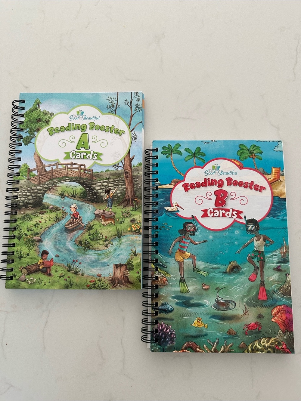 Reading Booster A & B Cards Spiral Notebooks - Colorful Illustrated Covers
